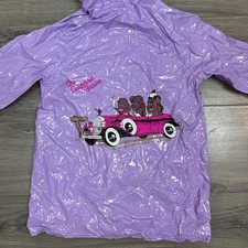 Vintage 80s California Raisins Purple Vinyl Hooded Rain Jacket Kids Size 6