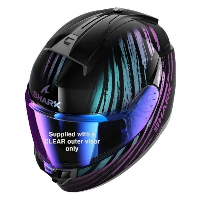 Shark (Full Face) Helmet - Ridill 2 Assya (Black/Purple/Green) - Image 4 of 4