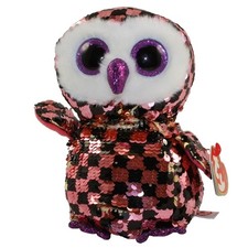 TY Flippables Sequin Plush - CHECKS the Owl (6 inch) - MWMTs  Beanie Boos