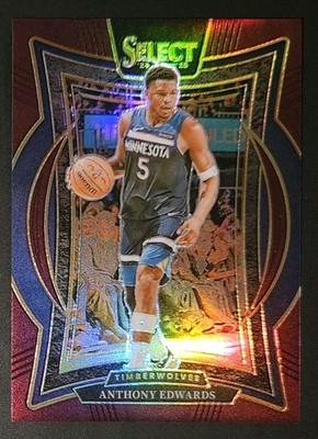 Anthony Edwards 2024-25 Select CONCOURSE LEVEL MAROON PRIZM Insert Card #'d/175