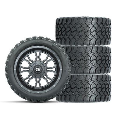 GTW 14'' Volt Gunmetal Wheels on 23x10-R14 Nomad Radial All Terrain Tires (4)