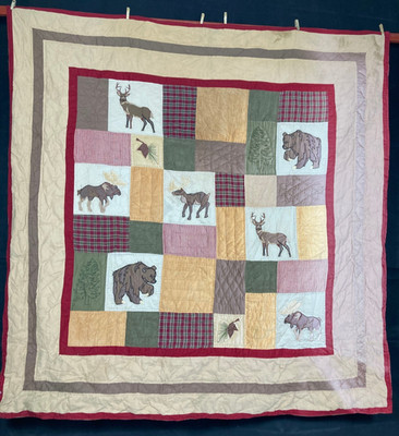 Vintage Handmade Lovely Rustic-Style, Patchwork Multicolor Quilt 81.4x79.5 Inch