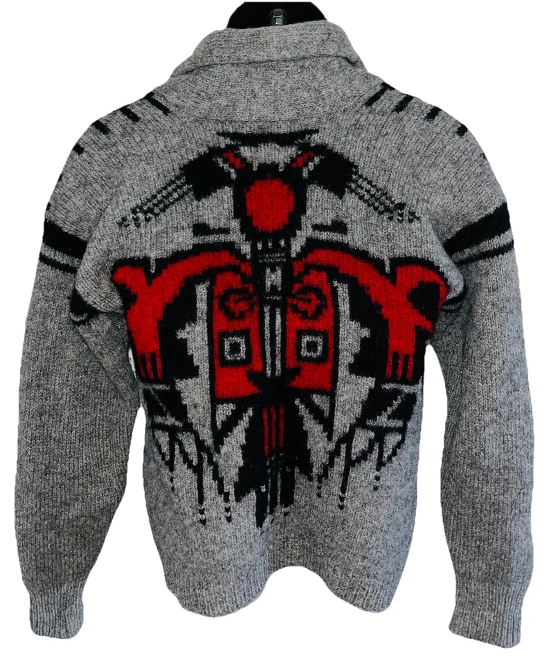 VTG 70s Pringle of Scotland Cardigan Wool Shawl Collar Tribal Kachina Sweater M - Image 2 of 4