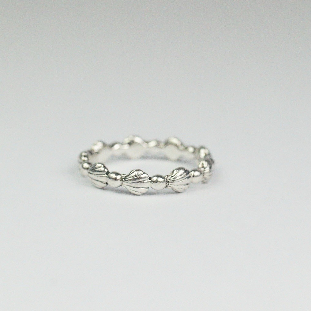 Pandora Size 6/52 Sterling Silver Beaded Seashell Ring 198943C00