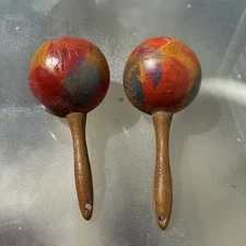 Vintage Hand Maded Painted & Carved Gourds/ Wooden Marcas Havana Cuba