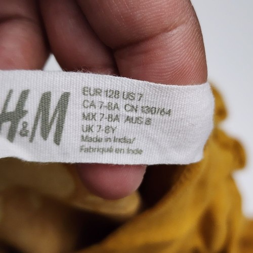 H&M Girls Mustard Yellow Smiling Sun Printed Rayon Dress Size 7 - Picture 9 of 10
