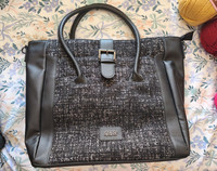 Mamas & Papas Opulance Black/Grey Tweed Tote Bag Buckle Accent
