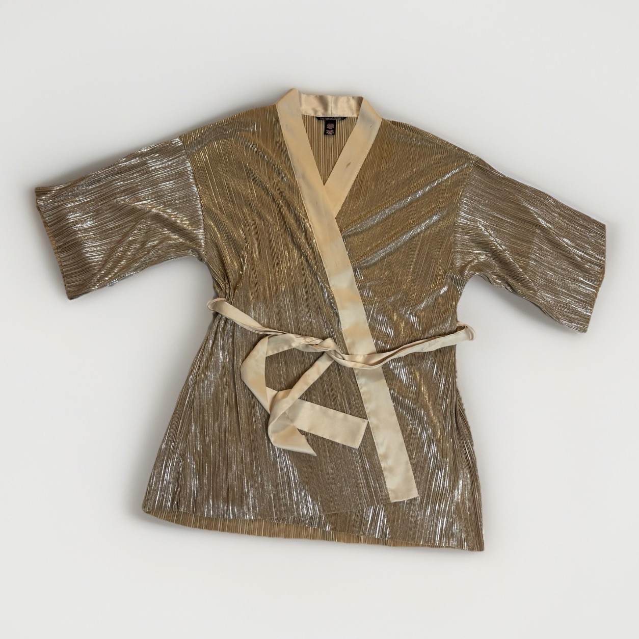 Victoria's Secret Satin Gold Sheen Pleated Robe Women Size XS/S