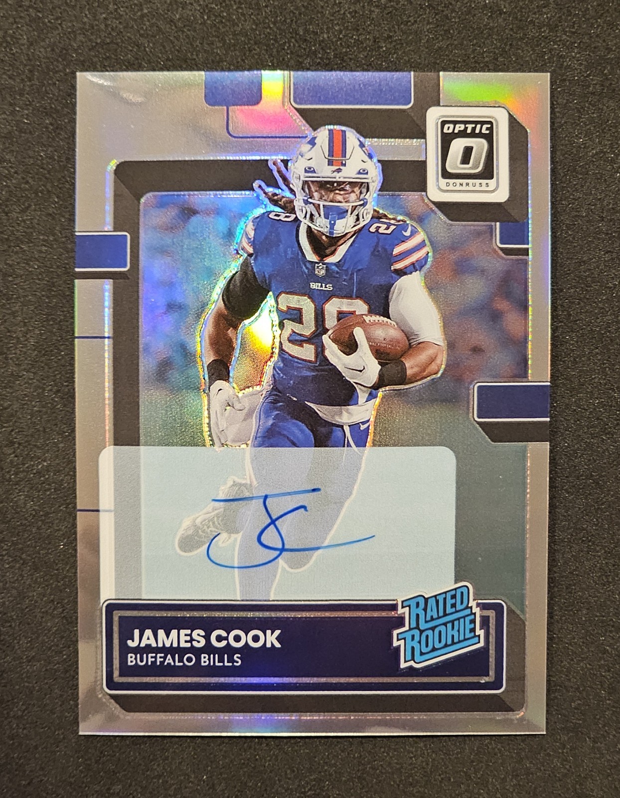 2022 Panini Donruss Optic Rated Rookie James Cook Holo Prizm Auto /125 #215 