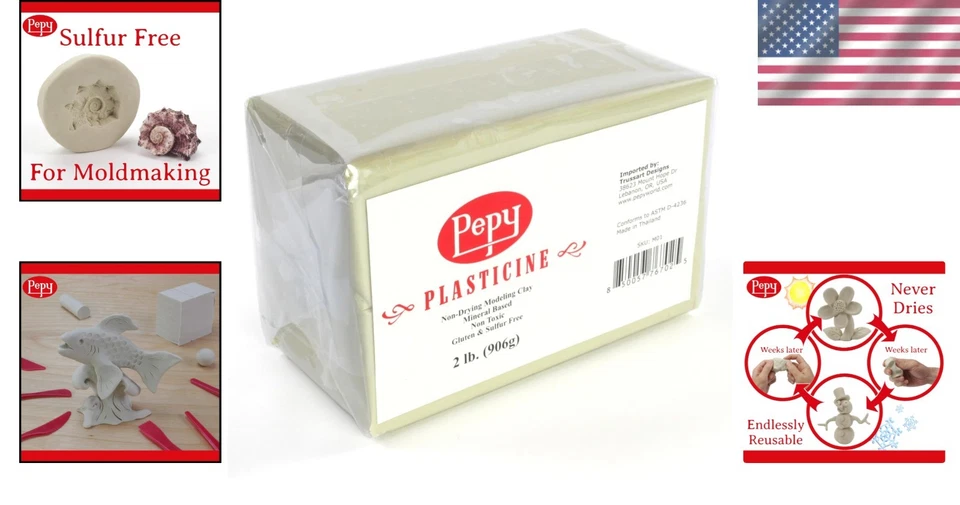 Arcilla para modelar plastilina a base de aceite segura para niños artesanía artística 2 libras crema Foto 2 de 4