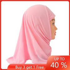 Muslim Girls Kids Hijab Turban Wrap Instant Headscarf Amira Shawl Child 2-6Years