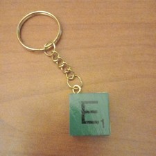 Scrabble style  letter keyring Gift  E, Green 