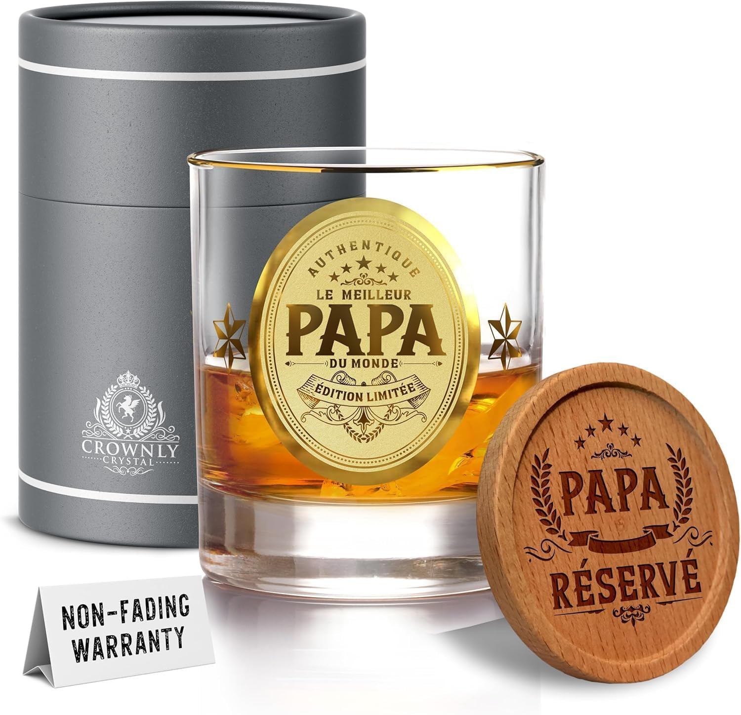 Verre à whisky personnalisé en cristal de 320ml signé CROWNLY CRYSTAL pour dégustation