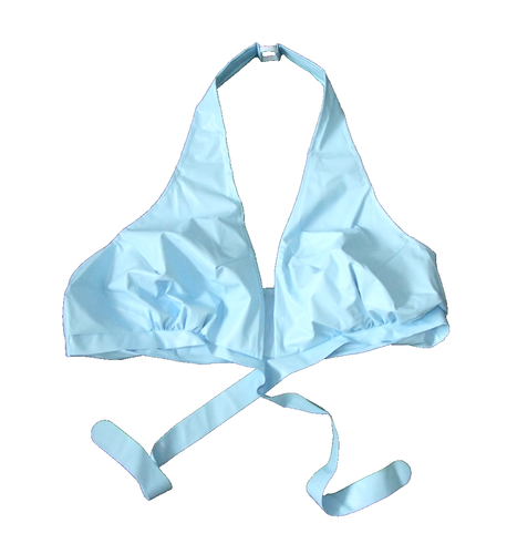 Sujetador Top PVC U Like Azul Tirantes Halter Talla Grande Plástico Sissy Juego de Roles 4XL
