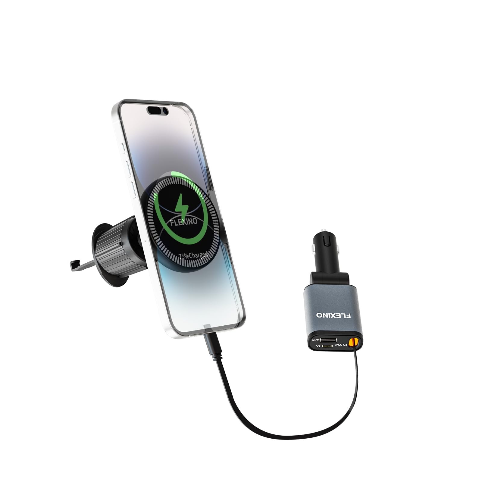 2-in-1 Retractable 57W Fast Car Charger for iPhone 16