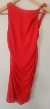 Zara Women's Sz. M Red Orange Ruched Thin Sleeve Mini Dress NWT