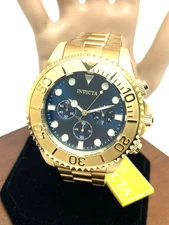 Invicta Men's Watch 36974 Pro Diver Quartz Chronograph Gold Steel Blue Dial 47mm