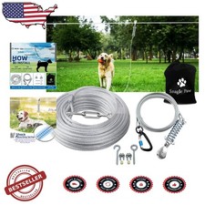 Large Dog Run Cable 200ft, Heavy Duty Trolley, Safe  Secure Outdoor Play