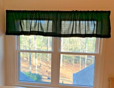 Set of TWO 17" x 55" Rod Pocket Valance Window Curtains, Black