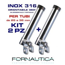 COPPIA PORTACANNA IN ACCIAIO INOX 316 A BATTAGLIOLA PULPITO REGOLABILE  BARCA