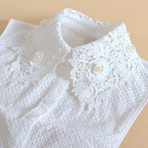 Damen-Shirt Kunstperlen Blumen Spitze Revers falscher Kragen abnehmbar halb Dickey - Bild 4 von 8