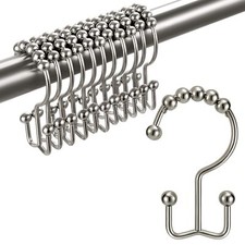 Shower Curtain Hooks Rings Double Sided Shower Hooks Rust Proof for Bathroom ...