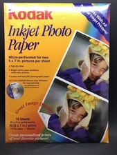 Kodak 8.5 X 11 Micro Perforated Inkjet Photo Paper 15-Sheets 5 X 7 Prints