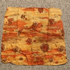 Unbranded Womens Square Scarf Orange Yellow Brown Floral Mod VINTAGE