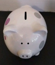 Cute Ceramic Polka Dot Piggy Bank Large Great Condition ,Great Gift...