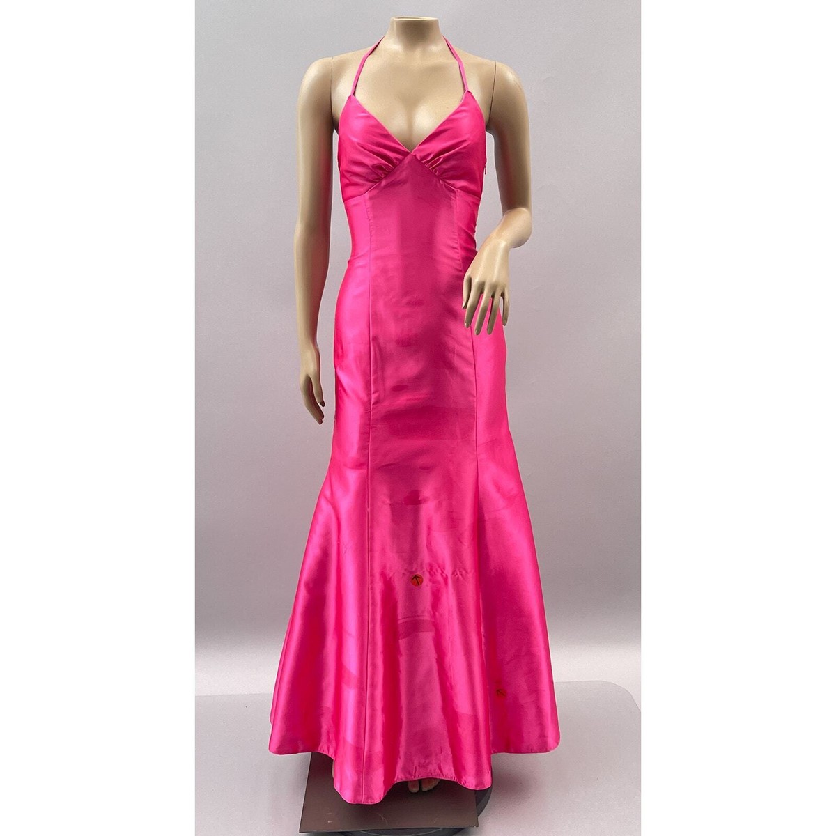 jessica mcclintock pink satin dress rhinestone strapless Vintage Fuchsia Satin Strapless Dress Jessica Mcclintock for Gunne Sax Size  1 2