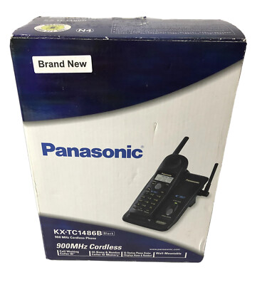 Brand New PANASONIC 900MHz Cordless Phone KX-TC1486B Sealed Black
