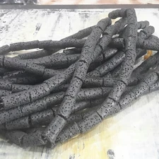 Natural Lava Beads Column 14mm long  Black 27pce Free Postage Oz Seller