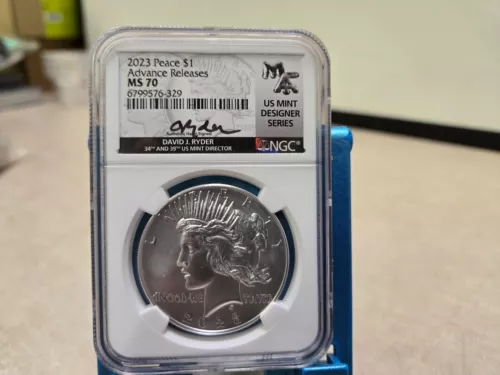 2023 PEACE DOLLAR NGC MS70 ADVANCED RELEASE DAVID RYDER SIGNATURE
