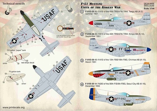PSL14422 Print Scale Decals 1:144 North-American F-51 Mustang Units Korean War - Picture 2 of 5