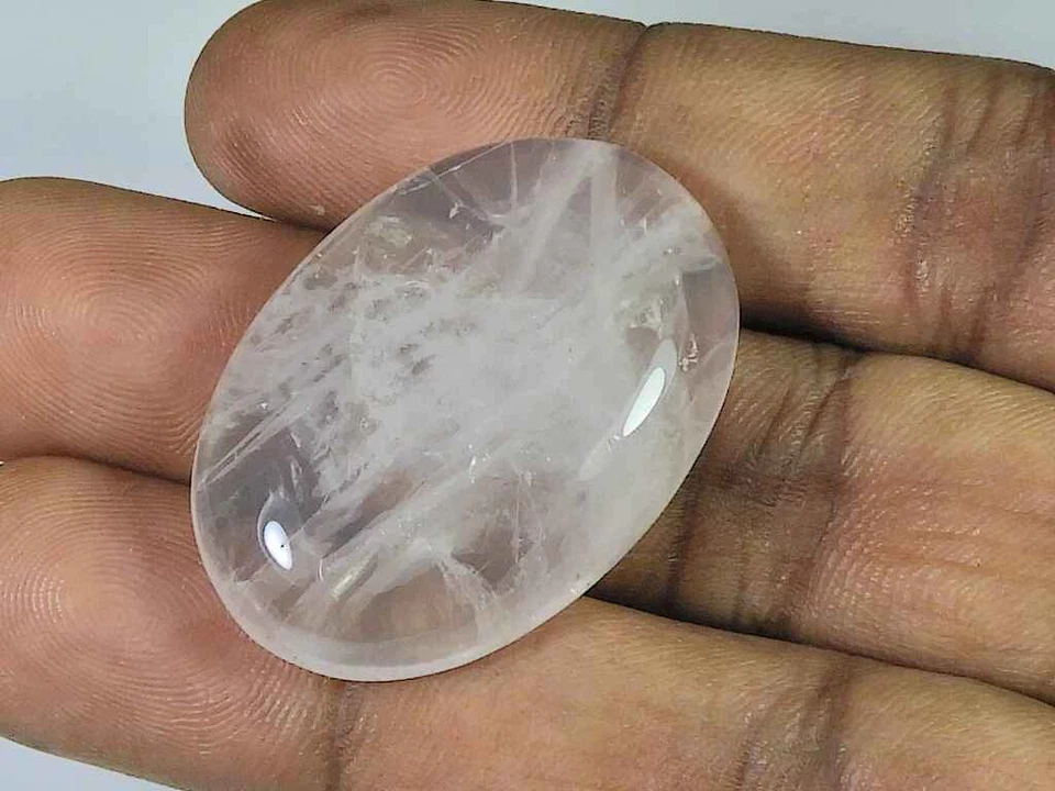 Pietra preziosa sciolta cabochon forma ovale quarzo rosa naturale 62 ct. 26X3... - Immagine 3 di 4