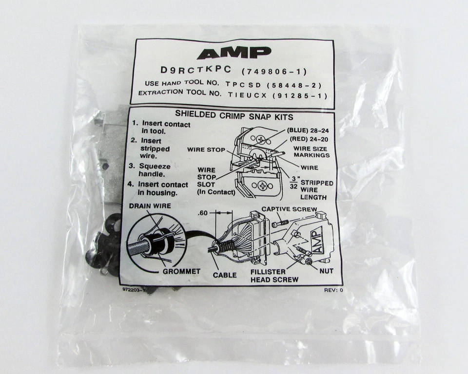Lot of (10) AMP 749806-1 D-Sub Shielded Crimp Connector Receptacle 9 Position - Image 3 of 4