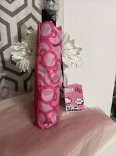 New Hello Kitty Pink Bows With Black Handle  Strap 11.5" Umbrella With Tag