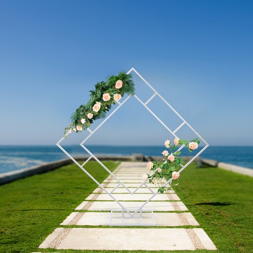 6.6FT Frame Rack Wedding Backdrop Stand White Metal Wedding Balloon ...