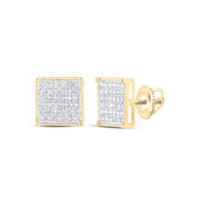 10kt Yellow Gold Womens Round Diamond Square Cluster Earrings 1/4 Cttw