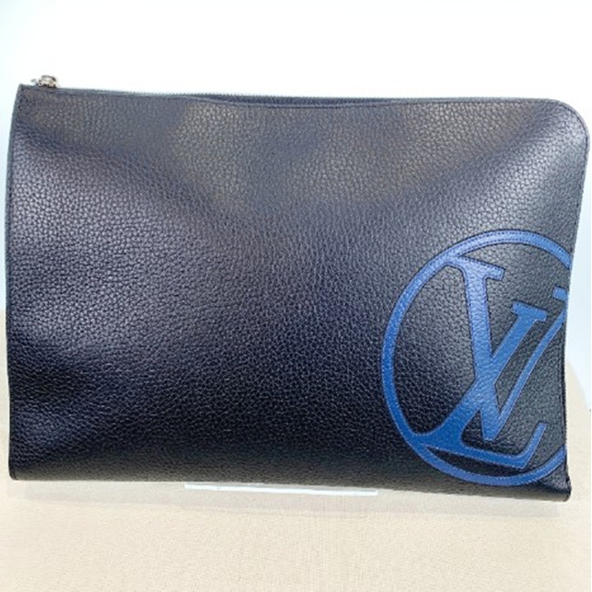 Louis Vuitton Taurillon Pochette Jour GM Noir Flat Clutch M67763