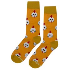 NUEVO CON ETIQUETAS Chickadee Pollo Vestido Calcetines Novedad Hombres 8-12 Amarillo Loco Divertido Calcetín