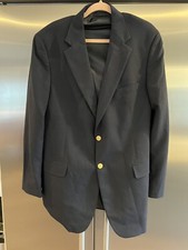Brooks Brothers 346 Men's 42L Navy Wool Gold 2-Button Blazer Jacket Sport Coat