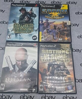4 Playstation 2 Games: Hitman Contracts, Socom Medel Of Honer Frontline, Brothes