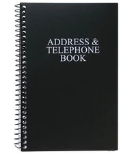 	Iconikal Spiral-Bound Address and Telephone Book with Plastic Cover Black	