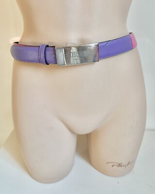 MOSCHINO JEANS White Silver 90\'s Oversized Round Leather Belt 90s Moschino Silver Leather Belt - Lucky Vintage main image 4