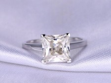 2.00 Ct Simulated Diamond Engagement Excellent Ring 14K Solid White Gold 5