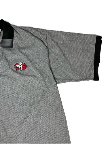 Vintage Georgia Bulldogs T-Shirt Grey XL Collard Buttoned Shirt UGA - Picture 4 of 11