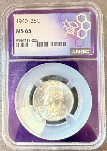1940 25C Washington Quarter NGC MS 65