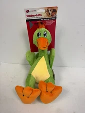 *NEW* Tender Tuffs Squeaky Toss Plush Dog Toy Tearblok Technology 13" Green Duck