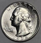 1954S Washington Silver Quarter.  Choice Uncirculated.